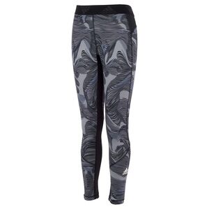 Adidas Tech-fit Black and Gray Patterned Leggings- Size Lg 14/16